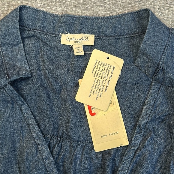 NWT Splendid Willow Tie-Waist Dark Wash Dress - Size Small - Picture 4 of 5